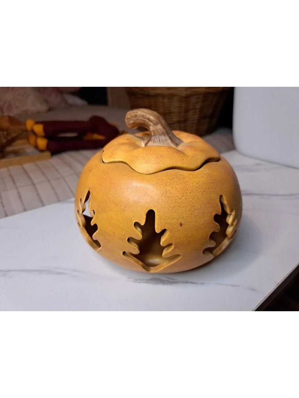 Vintage Foreside Home and Garden Ceramic Pumpkin Luminary Candle Holder